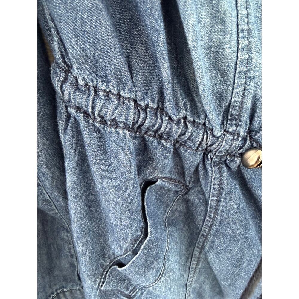 Cavalini Denim Utility Jacket | Zip Front Drawstring Waist | Lightweight | Size - Picture 5 of 10